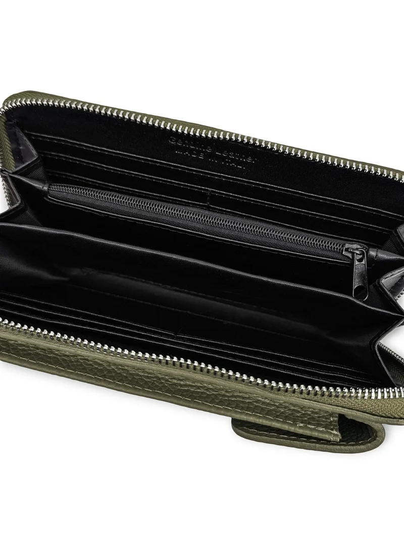 Mini-sac pochette en cuir grainé STREET Vert forêt