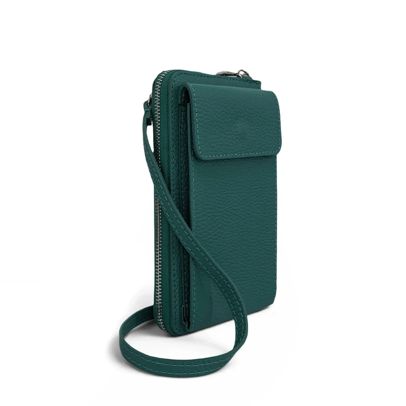 Mini-sac pochette en cuir grainé STREET Vert canard