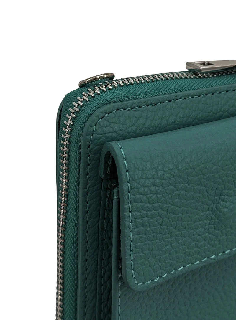 Mini-sac pochette en cuir grainé STREET Vert canard