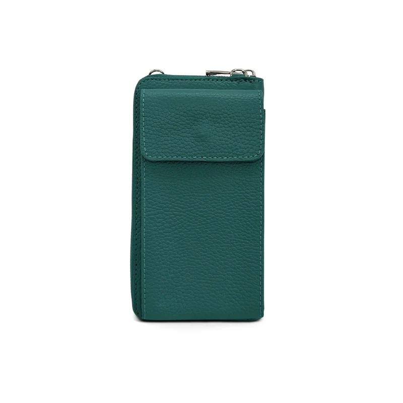 Mini-sac pochette en cuir grainé STREET Vert canard
