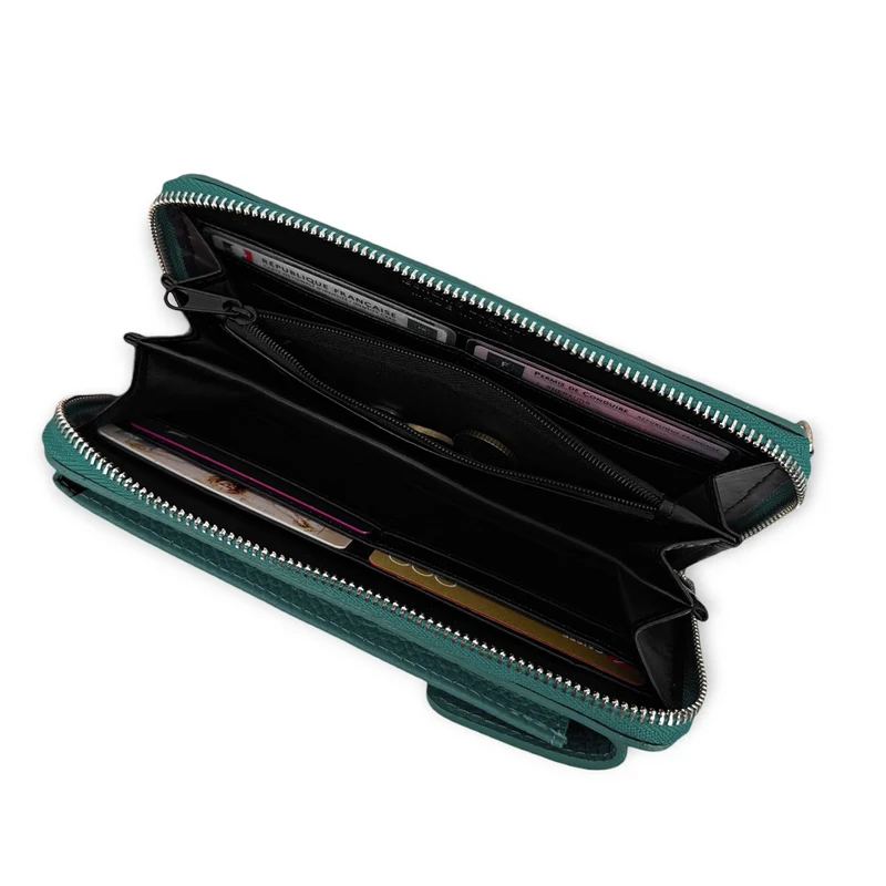Mini-sac pochette en cuir grainé STREET Vert canard