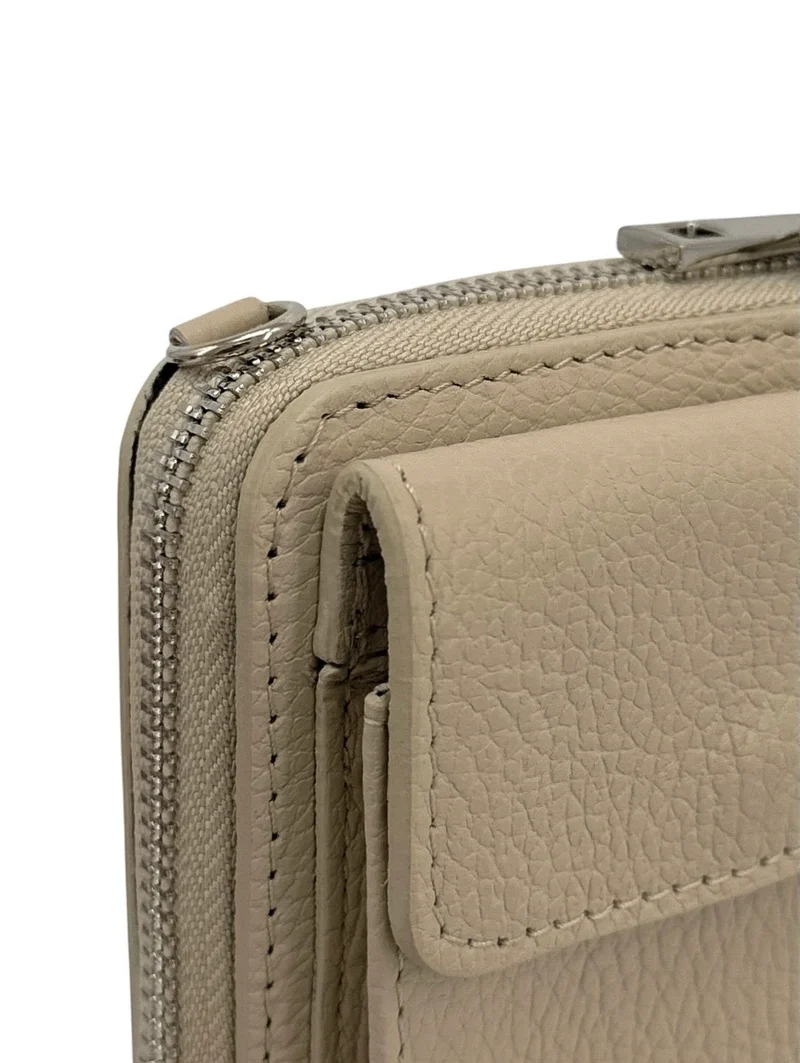 Mini-sac pochette en cuir grainé STREET Taupe