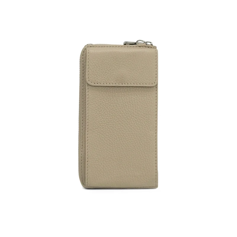 Mini-sac pochette en cuir grainé STREET Taupe