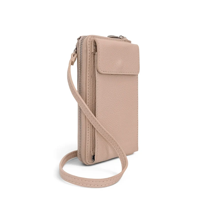 Mini-sac pochette en cuir grainé STREET Rose nude