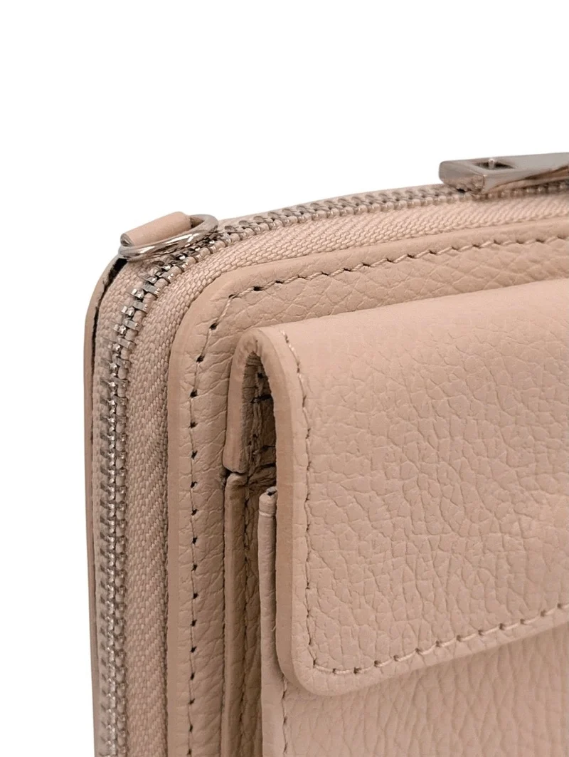 Mini-sac pochette en cuir grainé STREET Rose nude