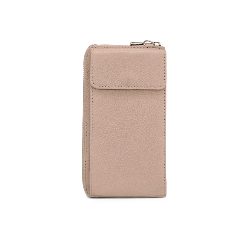 Mini-sac pochette en cuir grainé STREET Rose nude