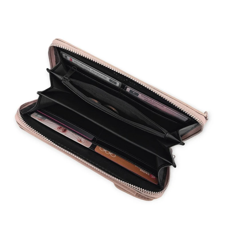 Mini-sac pochette en cuir grainé STREET Rose nude