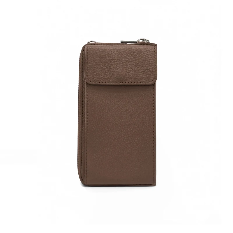 Mini-sac pochette en cuir grainé STREET Marron moka