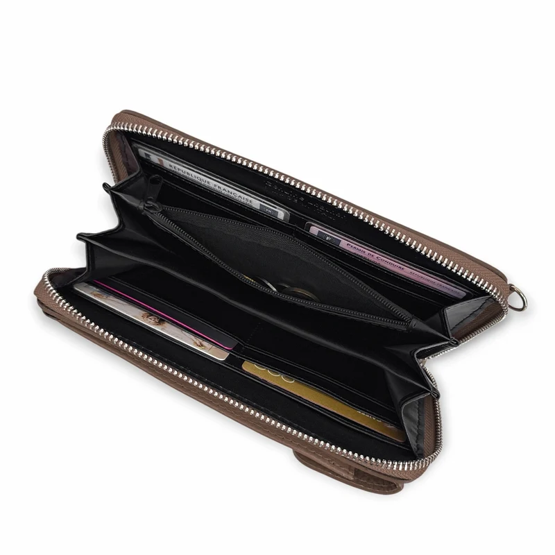 Mini-sac pochette en cuir grainé STREET Marron moka
