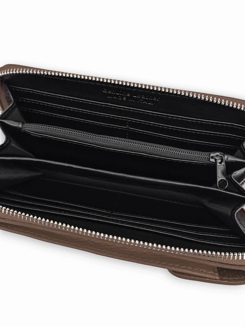 Mini-sac pochette en cuir grainé STREET Marron moka