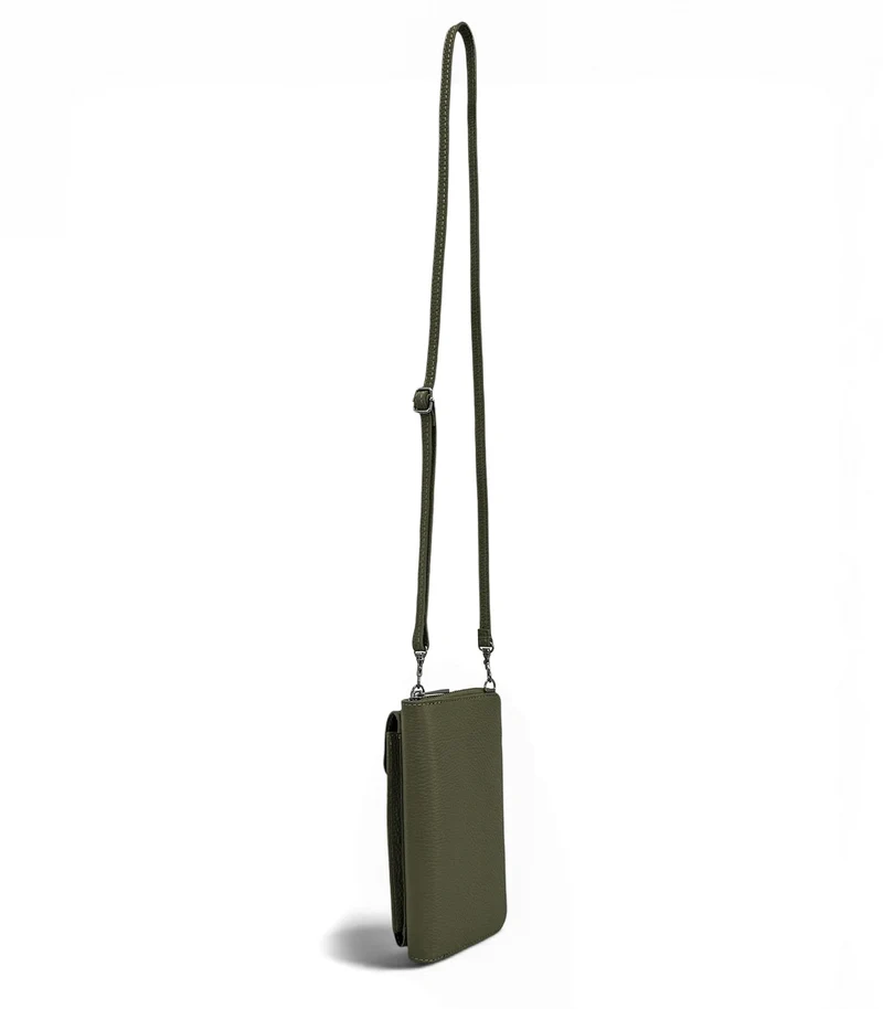 Mini-sac pochette en cuir grainé STREET Vert kaki