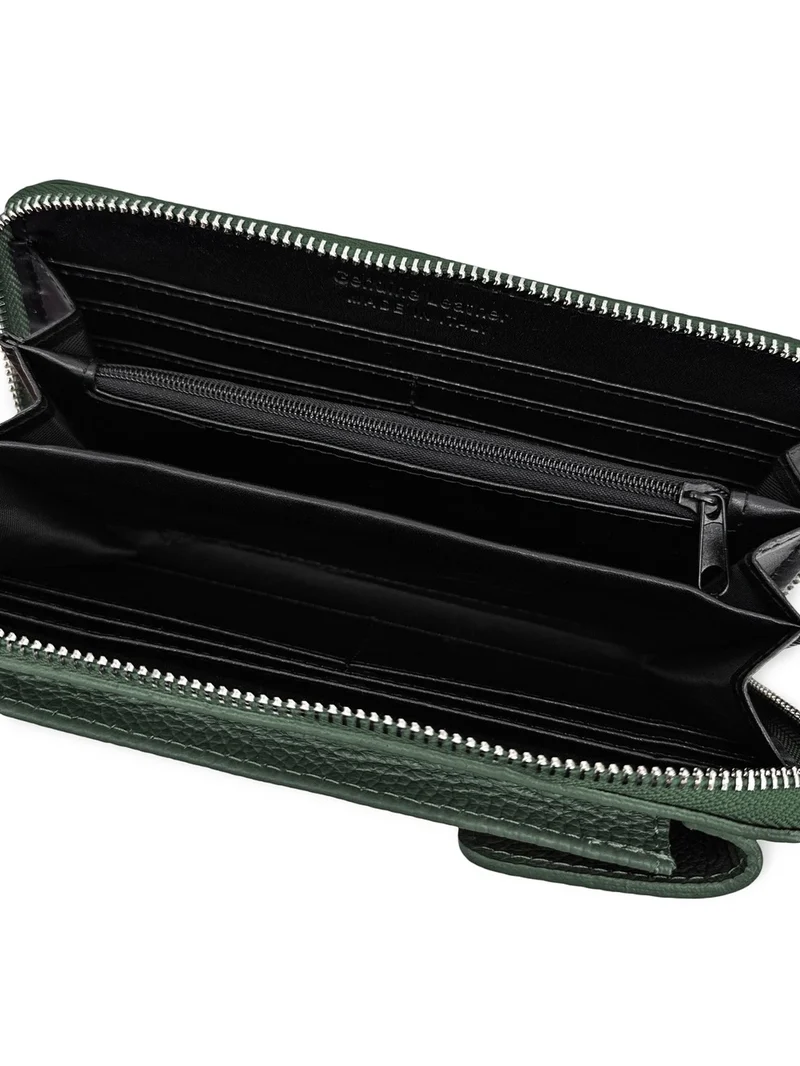 Mini-sac pochette en cuir grainé STREET Vert kaki