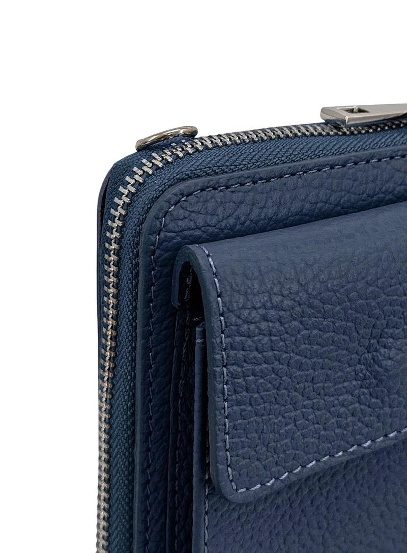 Mini-sac pochette en cuir grainé STREET Bleu profond
