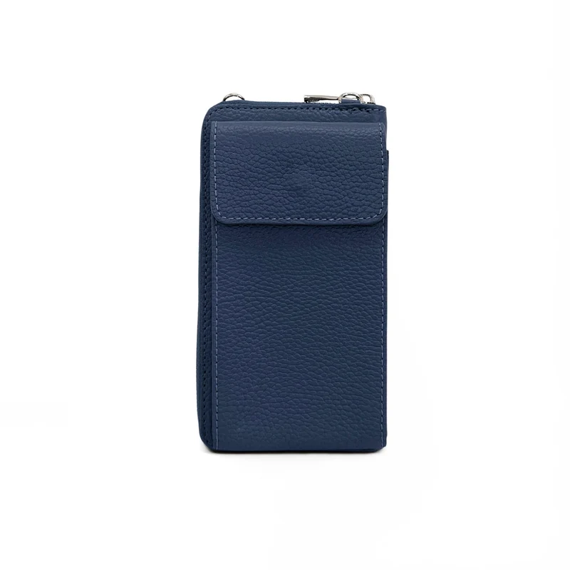 Mini-sac pochette en cuir grainé STREET Bleu profond