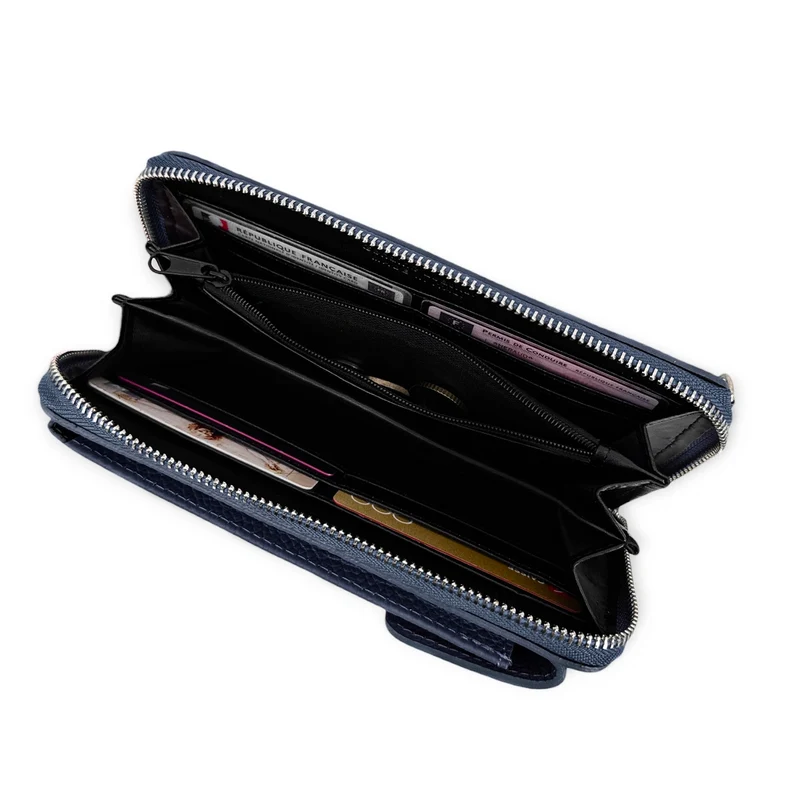 Mini-sac pochette en cuir grainé STREET Bleu profond