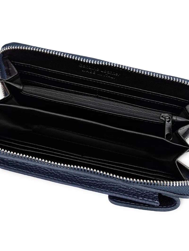 Mini-sac pochette en cuir grainé STREET Bleu profond