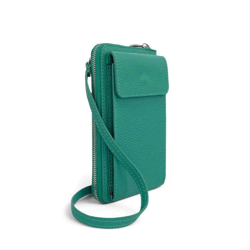 Mini-sac pochette en cuir grainé STREET Bleu des mers du sud