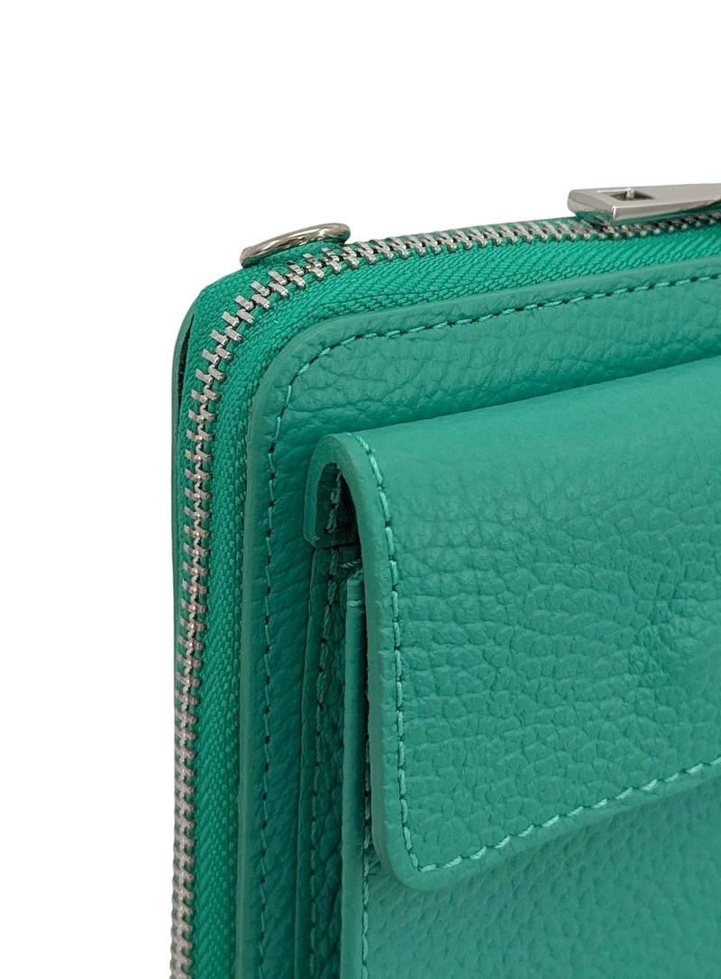 Mini-sac pochette en cuir grainé STREET Bleu des mers du sud