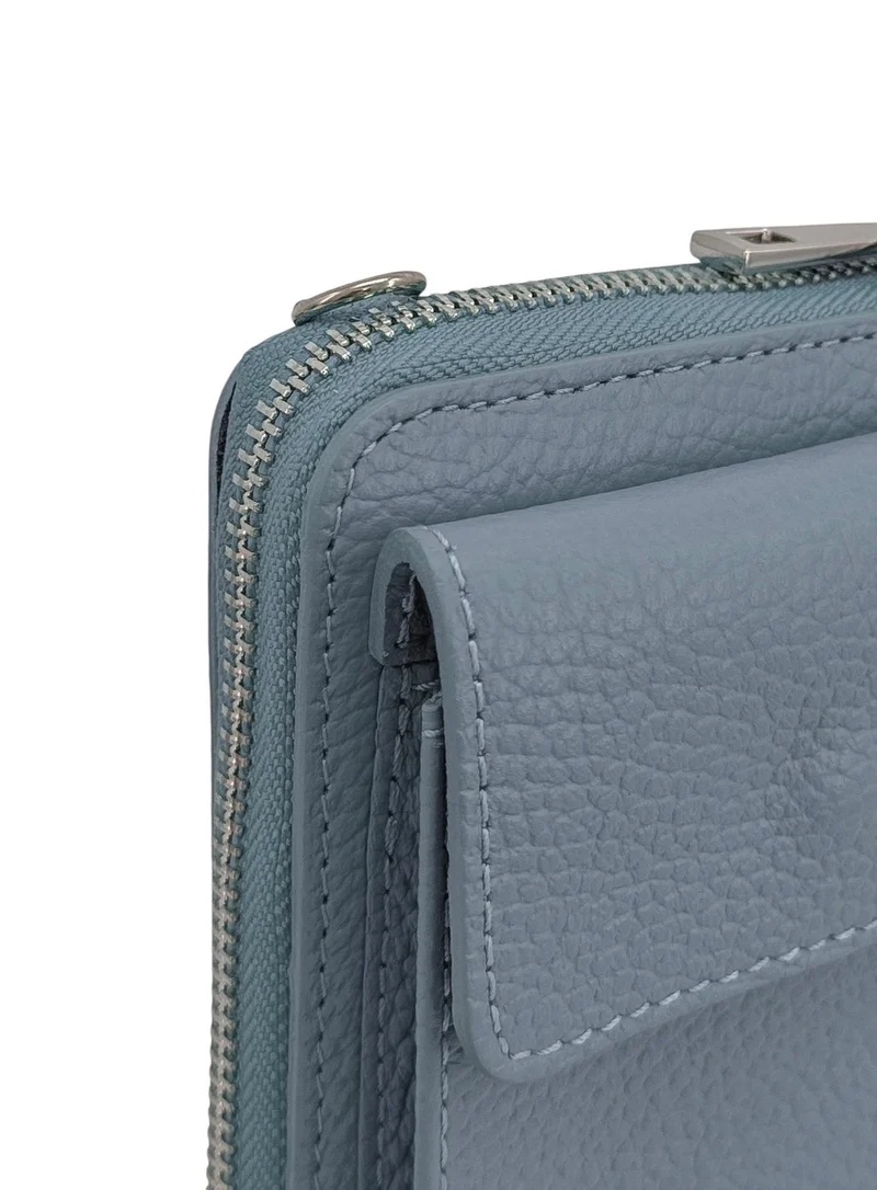 Mini-sac pochette en cuir grainé STREET Bleu pastel