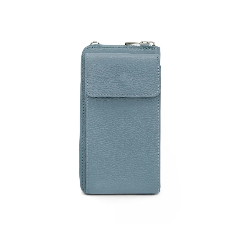 Mini-sac pochette en cuir grainé STREET Bleu pastel