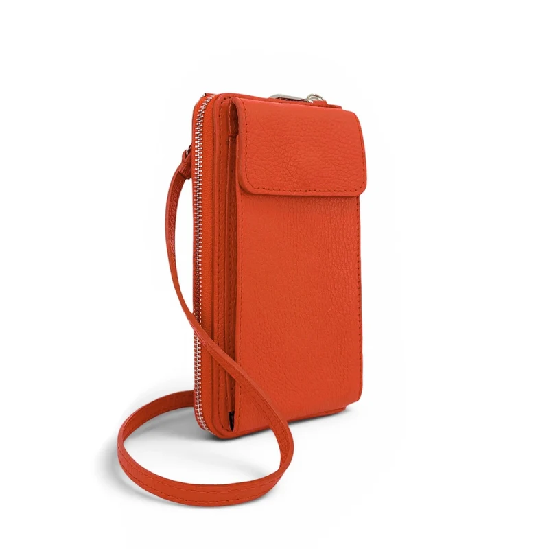 Mini-sac pochette en cuir grainé STREET Orange