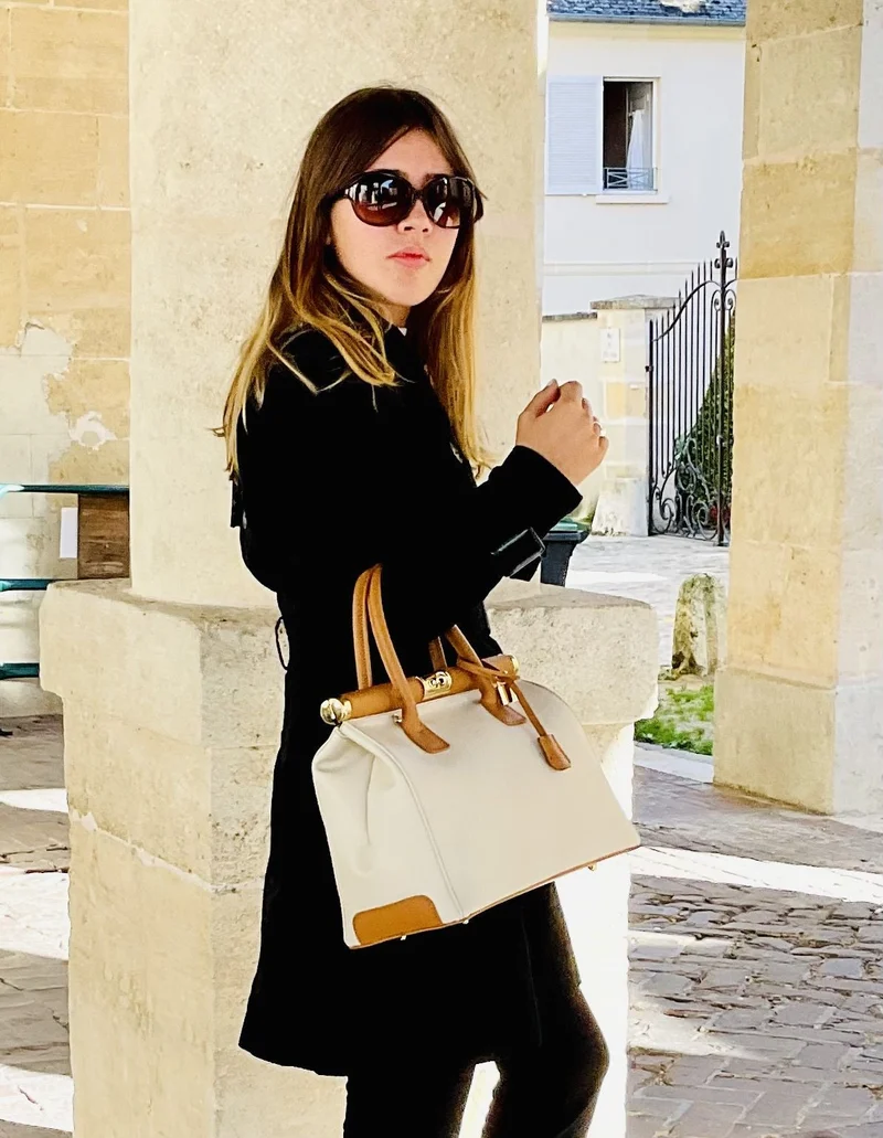 Sac bowling en cuir grainé TROCADERO Beige cognac