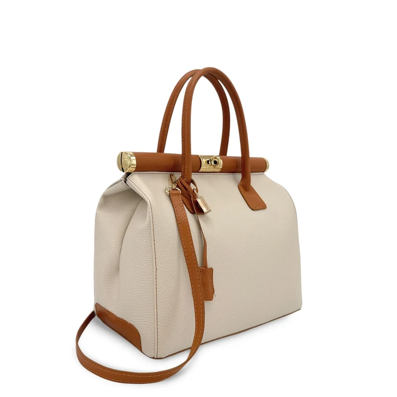 Sac bowling en cuir grainé TROCADERO Beige cognac