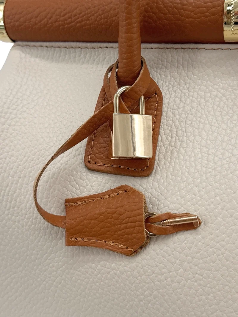 Sac bowling en cuir grainé TROCADERO Beige cognac