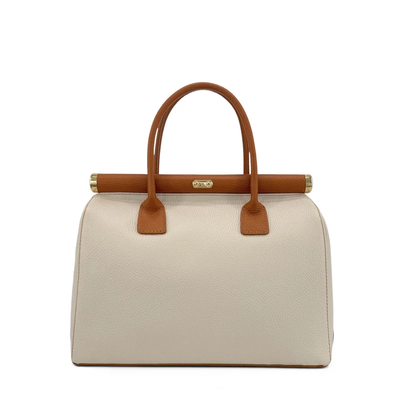 Sac bowling en cuir grainé TROCADERO Beige cognac