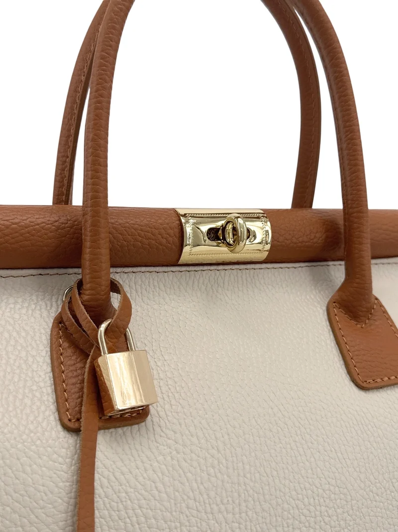 Sac bowling en cuir grainé TROCADERO Beige cognac