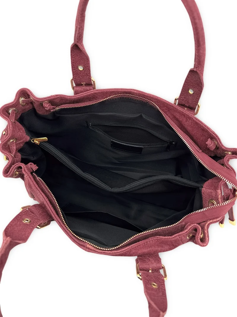 Sac bowling en cuir brossé PRINCESSE BROSSEE XL Rouge foncé