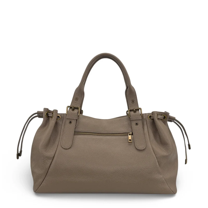 Sac bowling en cuir grainé PRINCESSE XL BRASS Taupe foncé
