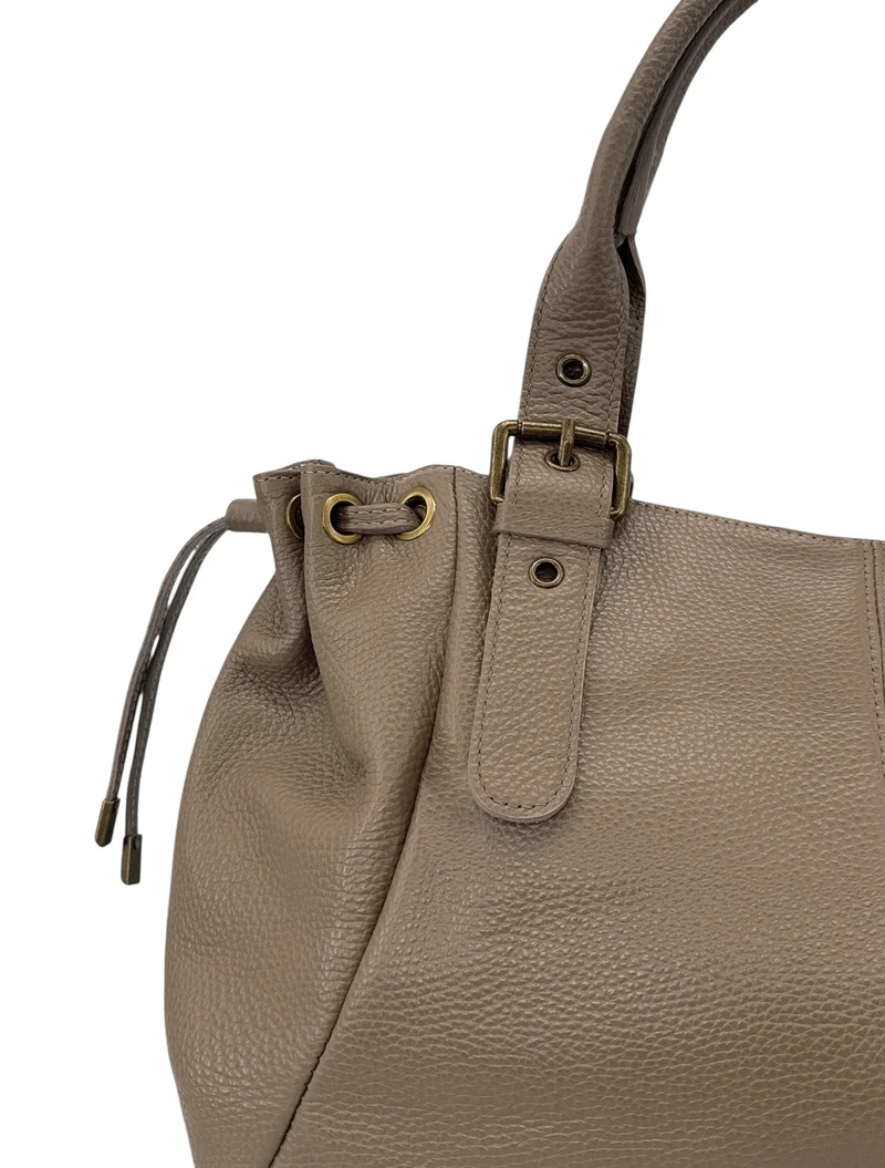 Sac bowling en cuir grainé PRINCESSE XL BRASS Taupe foncé