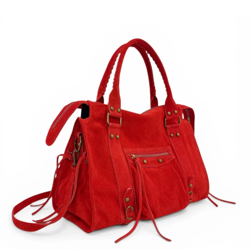 Sac à main en daim STORM SUEDE Rouge garance