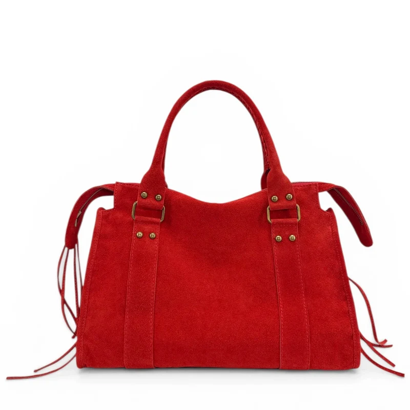 Sac à main en daim STORM SUEDE Rouge garance