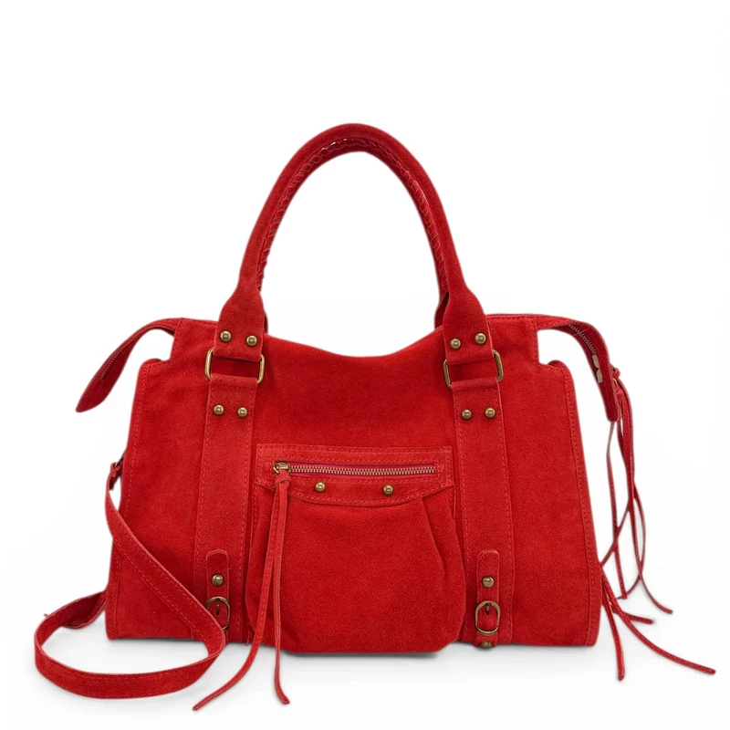 Sac à main en daim STORM SUEDE Rouge garance