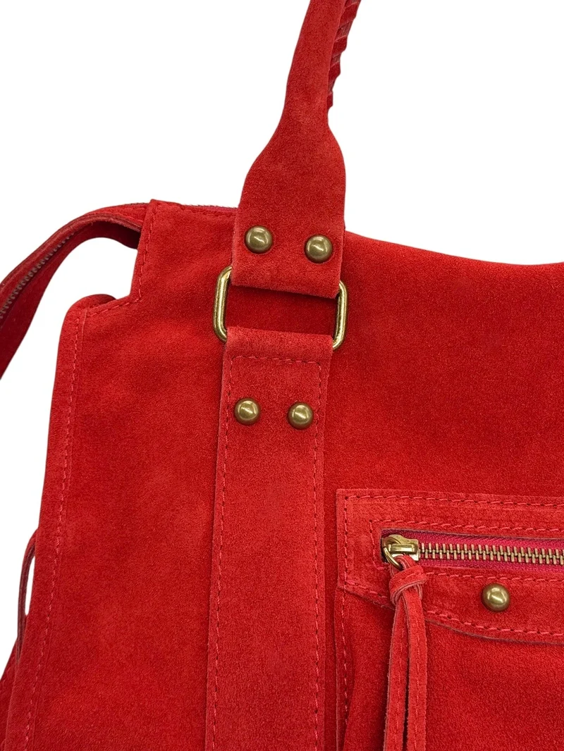 Sac à main en daim STORM SUEDE Rouge garance