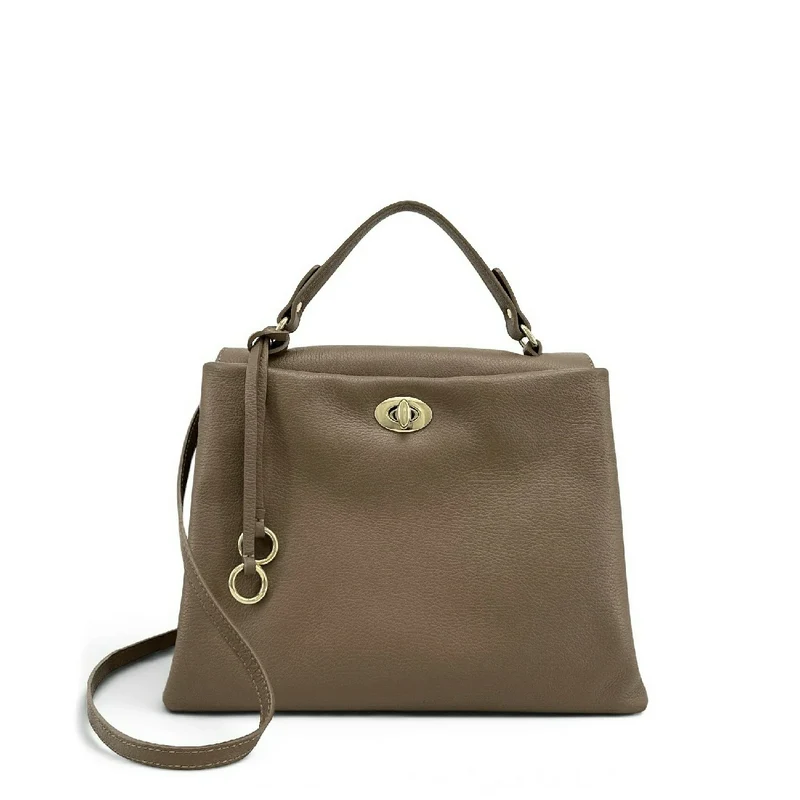 Sac à main en cuir grainé CHELSEA Taupe foncé