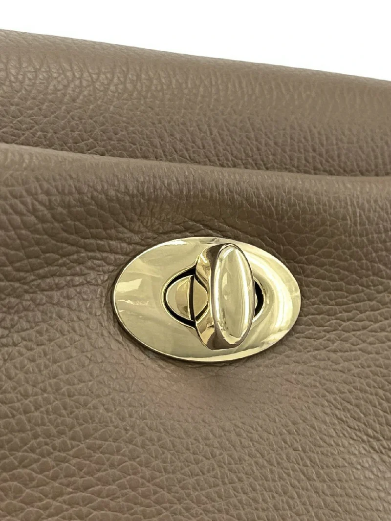 Sac à main en cuir grainé CHELSEA Taupe foncé