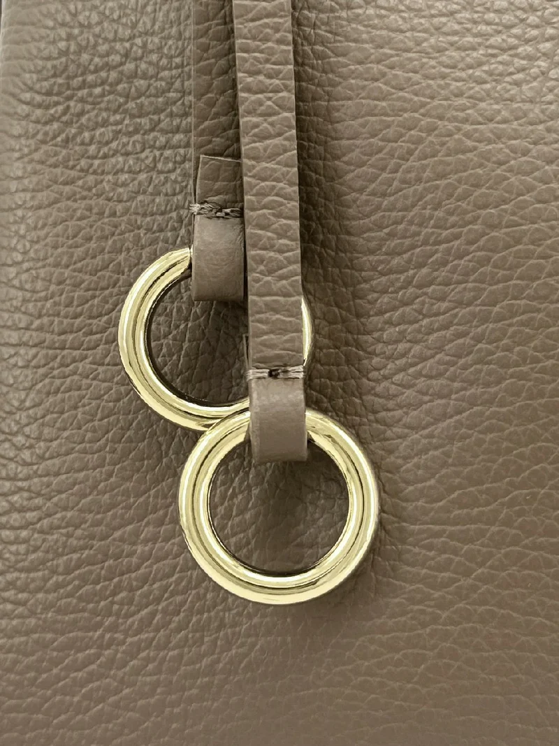 Sac à main en cuir grainé CHELSEA Taupe foncé