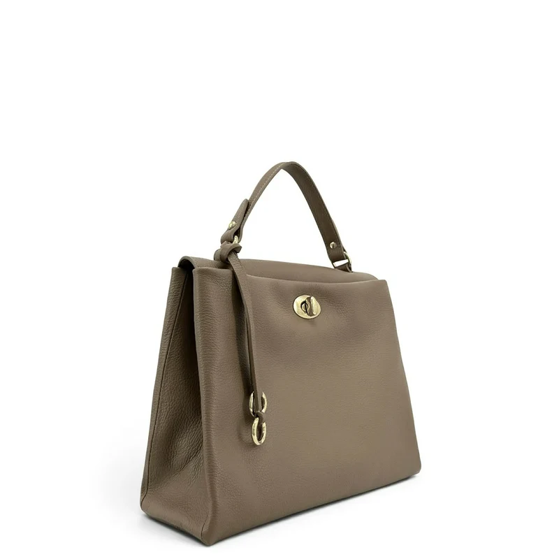 Sac à main en cuir grainé CHELSEA Taupe foncé