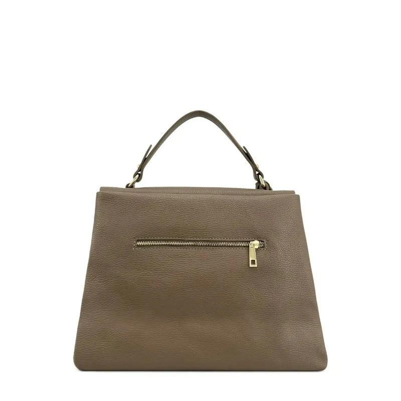 Sac à main en cuir grainé CHELSEA Taupe foncé