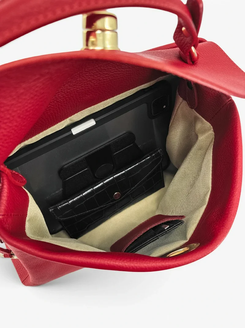 Sac à main en cuir grainé CHELSEA Rouge garance