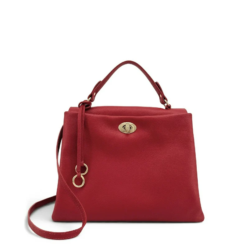 Sac à main en cuir grainé CHELSEA Rouge garance