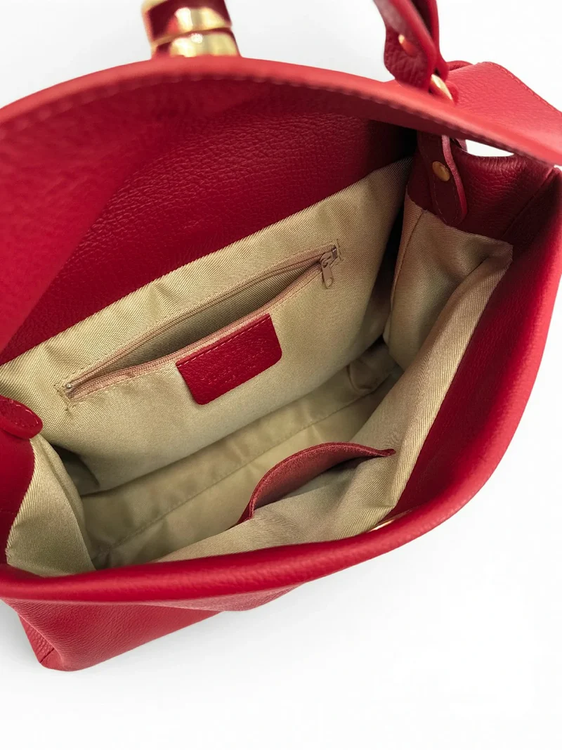 Sac à main en cuir grainé CHELSEA Rouge garance