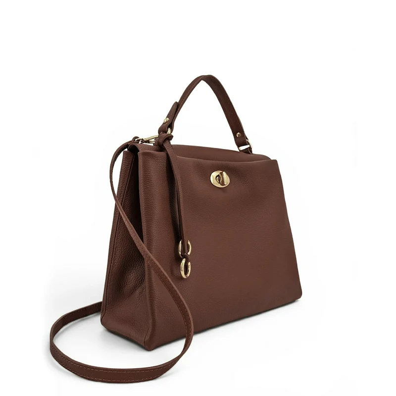 Sac à main en cuir grainé CHELSEA Marron chocolat