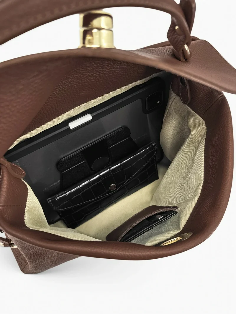 Sac à main en cuir grainé CHELSEA Marron chocolat