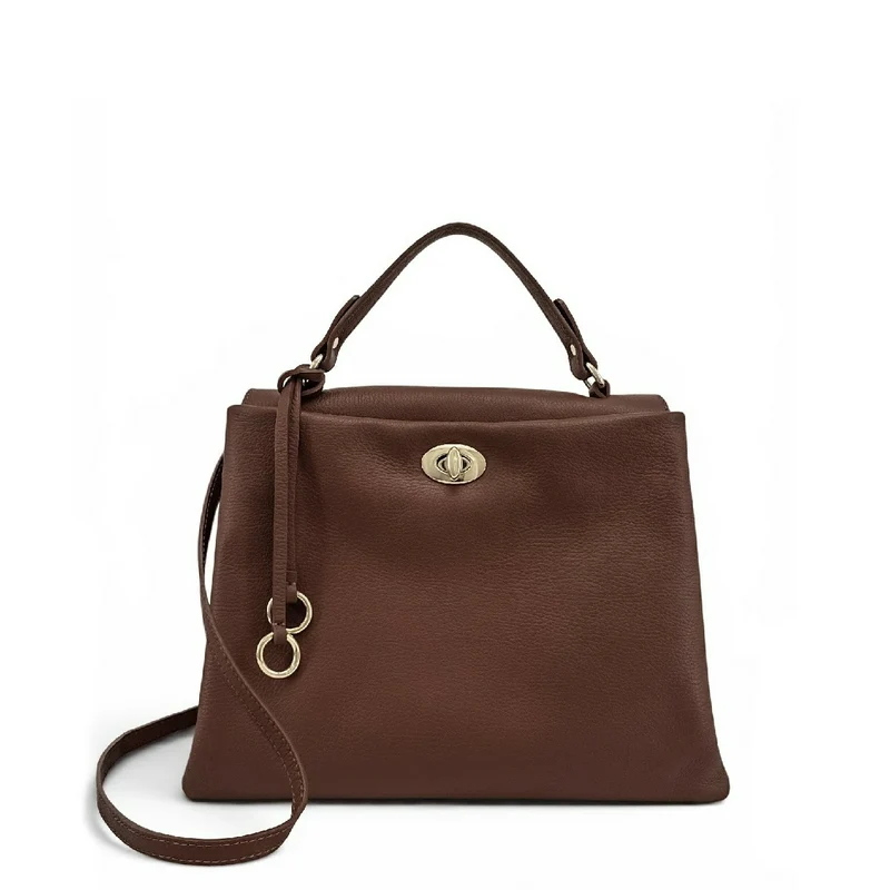 Sac à main en cuir grainé CHELSEA Marron chocolat