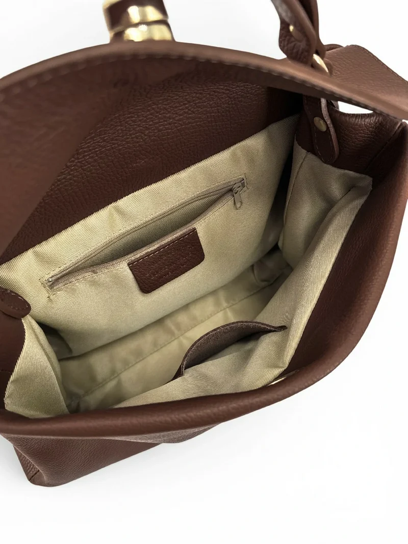 Sac à main en cuir grainé CHELSEA Marron chocolat