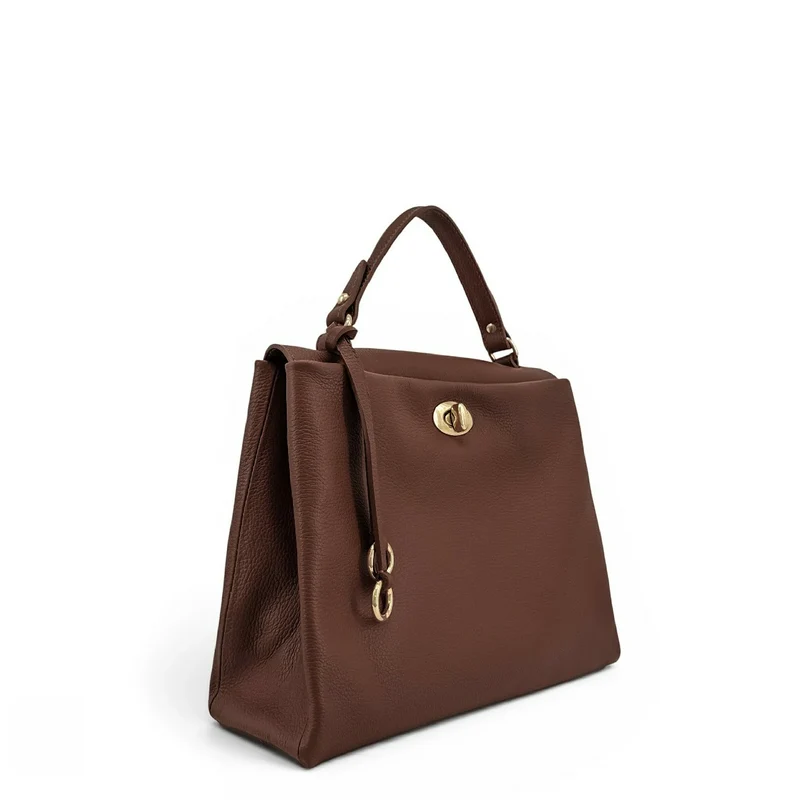 Sac à main en cuir grainé CHELSEA Marron chocolat